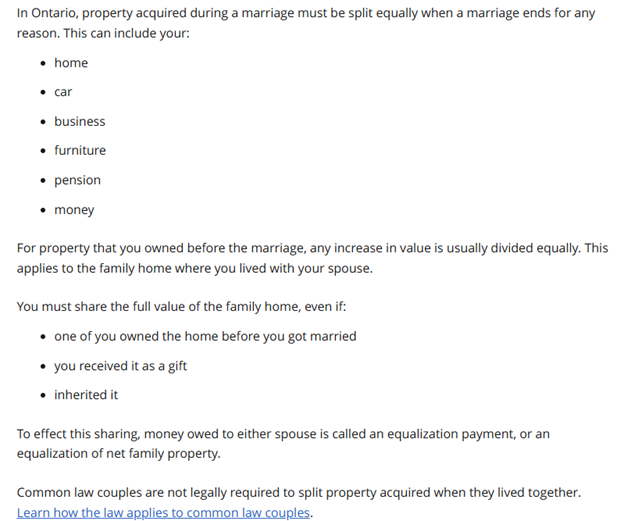 加拿大离婚财产分割包含的财产类别